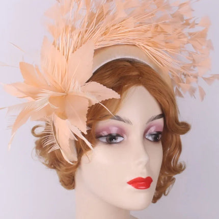 25cm Feather Floral Ribbon Fascinator Headband Kentucky Derby Cocktail Tea Party Hat