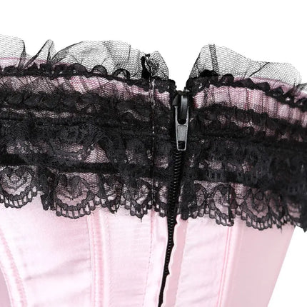 Lace Overlay Boned Overbust Corset Bustier Top Plus Size Body Shaper
