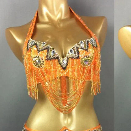 The Stardust Prism Sirena – Deluxe Beaded & Sequined Belly Dance Bra Top