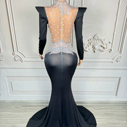 Rhinestone Floral Embroidered Mermaid Gala Gown & Trailing Evening Dress