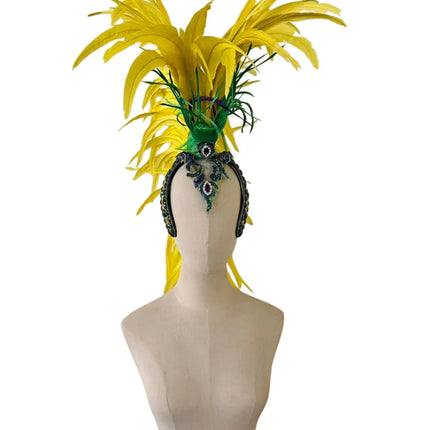 The Stardust Samba Radiance – Elegant Feathered Stage & Carnival Headdress