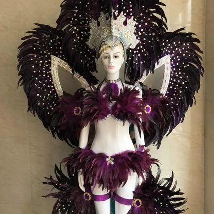 Jewel-Toned Feathered Wings and Headdress Set