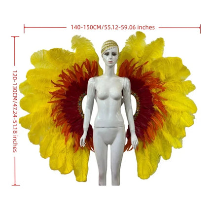 Two-Tone Feather Wing Backpiece Stage Costume Accessory