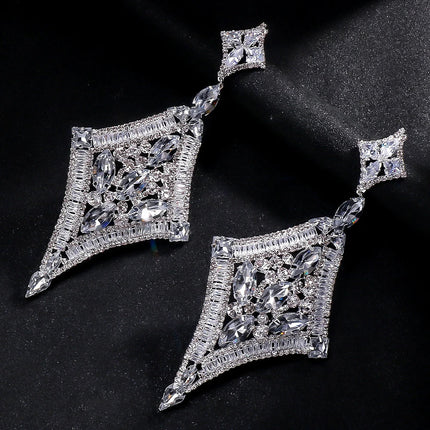 Oversized Glass Crystal Diamond Statement Drop Earrings Drag Queen Stage Jewelry