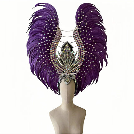 The Stardust Aurora Feather Headdress – Light Purple Cabaret & Carnival Crown