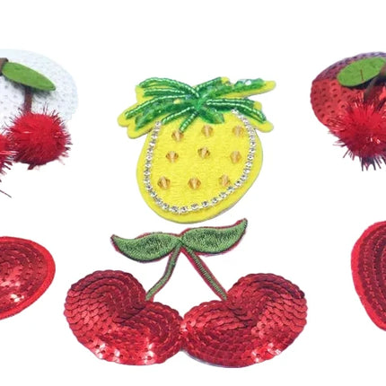 Sparkling Cherry & Fruit Sequined Nipple Pasties Set