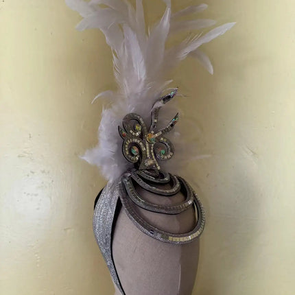 The Stardust Dionysia – Pure White Feather Carnival & Masque Ball Headdress