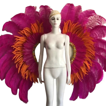 Two-Tone Feather Wing Backpiece Stage Costume Accessory