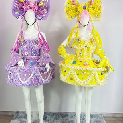 Sweet Bow Cake Dress & Parade Performance Costume Set
