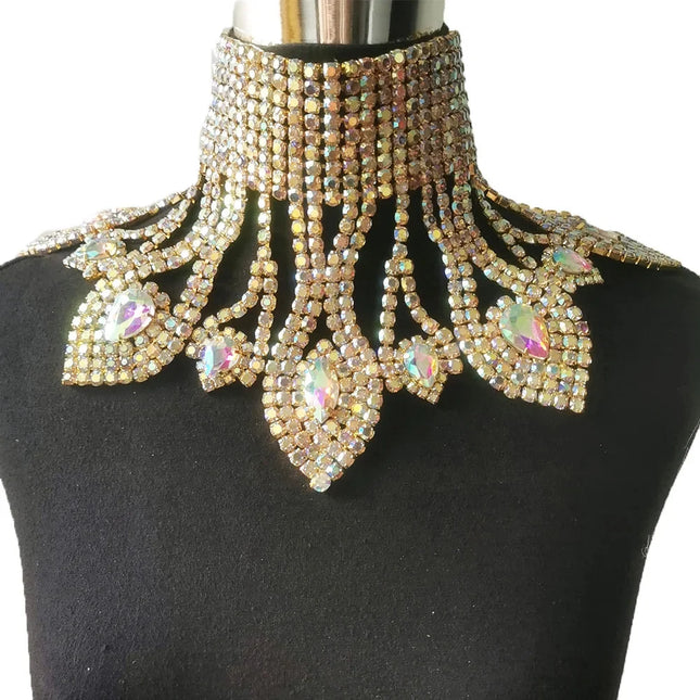 Rhinestone Glass Pendant Necklace & Earring Set