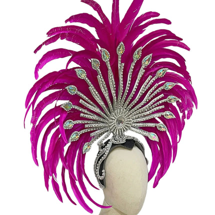 The Stardust Mirage – Premium Royal Blue & Rose Pink Feather Samba Headdress