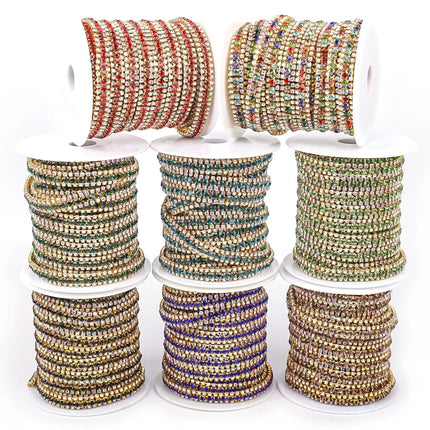 The Stardust Triple Crown – 3-Row Glass Crystal Rhinestone Cup Chain Trim