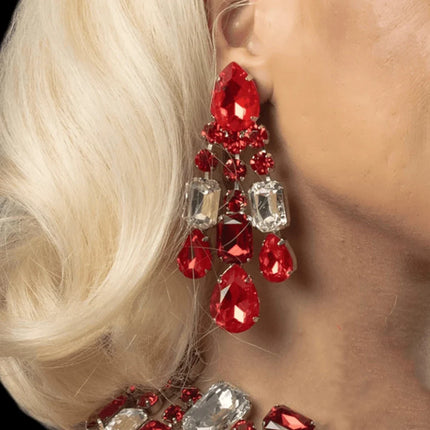 Exaggerated Red & White Jewelry Set