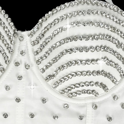 The Stardust Prism Siren – Embroidered Diamond Bustier Corset Crop Top
