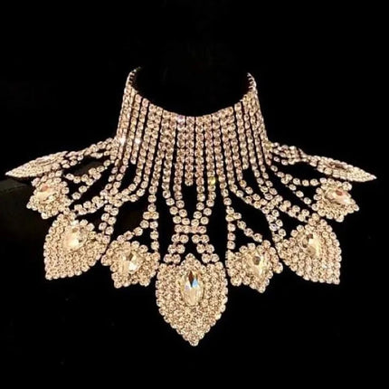 Rhinestone Glass Pendant Necklace & Earring Set