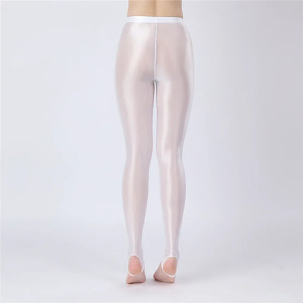 Thin Sheer Oil Glossy High-Stretch Pencil Pants Candy Color Yoga Leggings