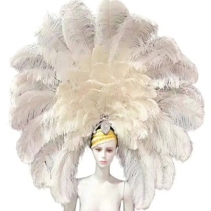 The Stardust Dionysia – Elegant Faux Fur & Rhinestone Samba Carnival Headdress