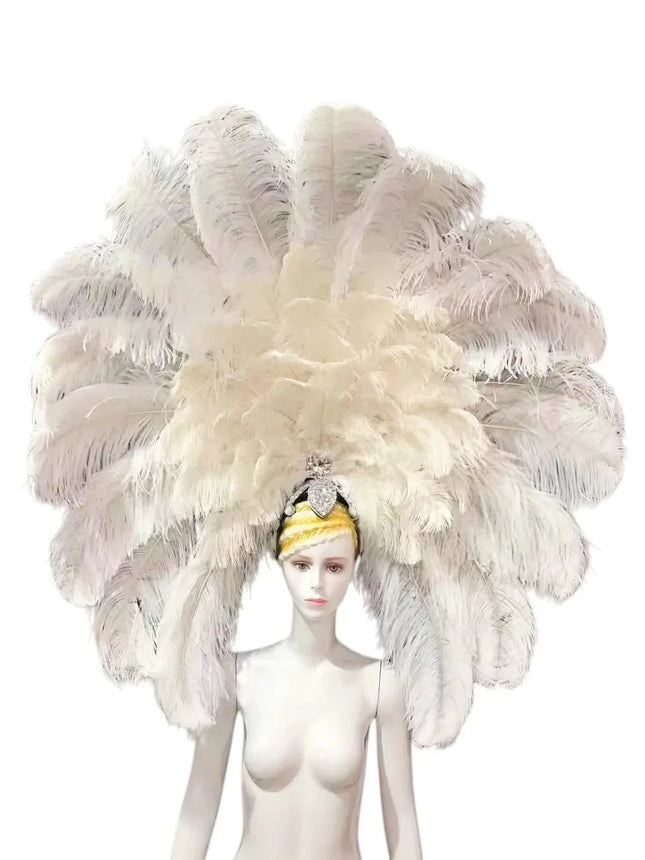 The Stardust Dionysia – Elegant Faux Fur & Rhinestone Samba Carnival Headdress
