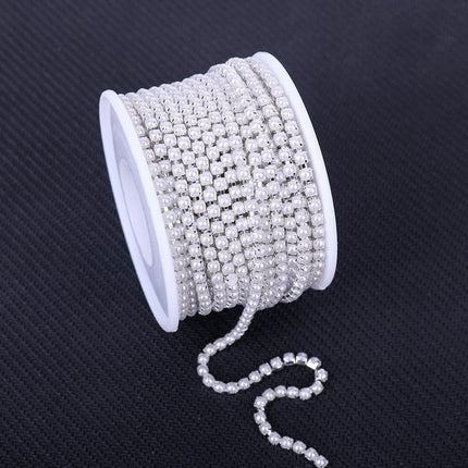 The Stardust Pearl Stream – Premium Glass Rhinestone & ABS Pearl Cup Chain Trim