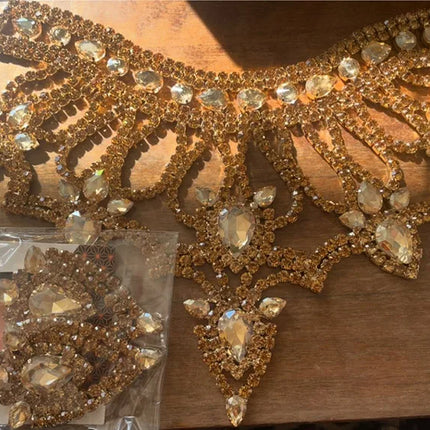 Oversized Glass Gemstone Choker Necklace & Earrings Drag Queen Stage Jewelry Set