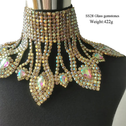 Rhinestone Glass Pendant Necklace & Earring Set