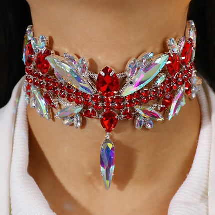 Multicolored Rhinestone Choker Necklace