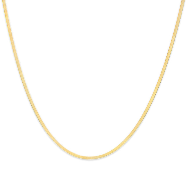 Unisex Solid 14K Yellow Gold 2.8mm Imperial Herringbone Chain Necklace - 18" Inches