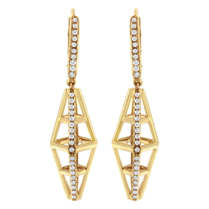 14K Yellow Gold 5/8 Cttw Diamond Geometrical Pillar Drop and Dangle Earrings (G-H Color, SI1-SI2 Clarity)