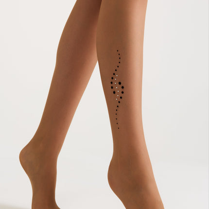 Fantasy Tights Conte Sheen - Flock and Rhinestone Applique