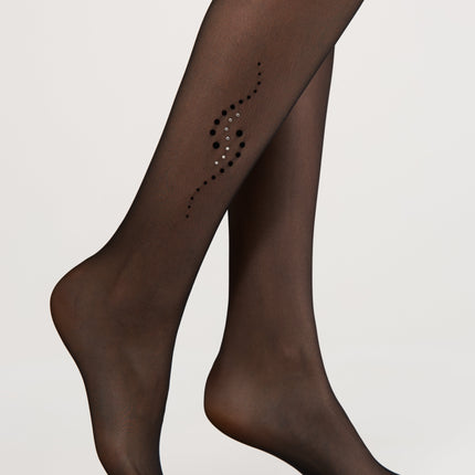 Fantasy Tights Conte Sheen - Flock and Rhinestone Applique