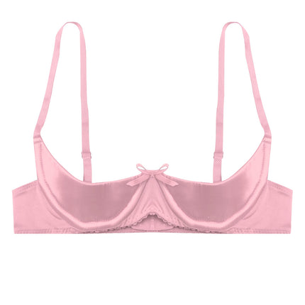 Satin Underwire Half-Cup Push-Up Bra