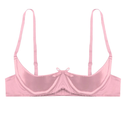 Satin Underwire Half-Cup Push-Up Bra
