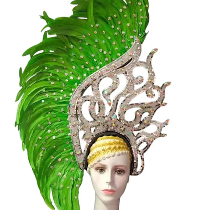 The Stardust Samba Radiance – Elegant Feathered Stage & Carnival Headdress