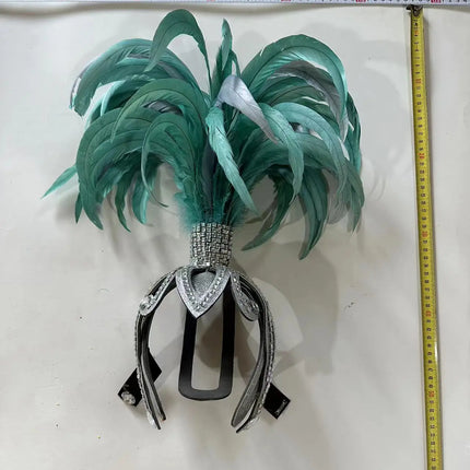 The Stardust Dionysia – Mint Green Feather Carnival & Masque Ball Headdress
