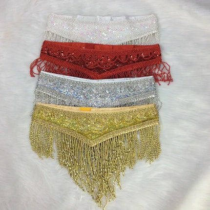 The Stardust Cabaret 2-Piece Ensemble – Luxury Sequin Fringe Bra & Belt Set