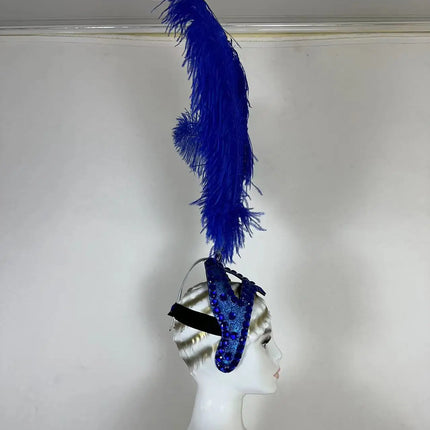 The Stardust Azure Sovereign – Royal Blue Feather Samba Carnival Headdress