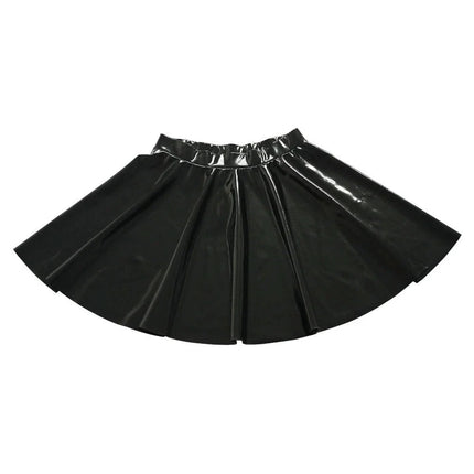 Gothic PU Leather PVC Shiny Flared Pleated Mini A-Line Skirt