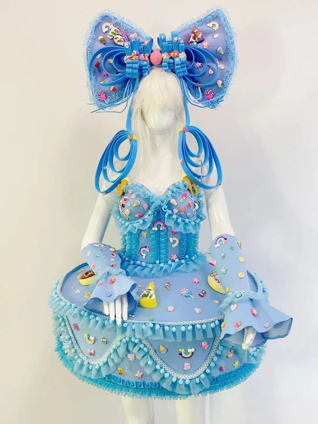Sweet Bow Cake Dress & Parade Performance Costume Set