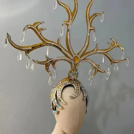 The Stardust Wings of Radiance – Deluxe Feathered Samba & Carnival Crown
