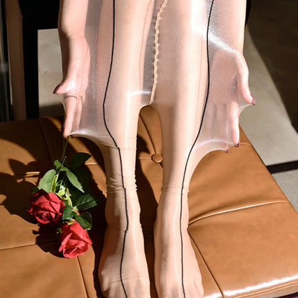 1D Ultra-Thin Oil Glossy Hollow-Out Sheer Shaping Pantyhose Shiny Tights