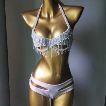 The Venus Vacation Tassel Bikini – Luxe Rhinestone Fringe Showgirl Set