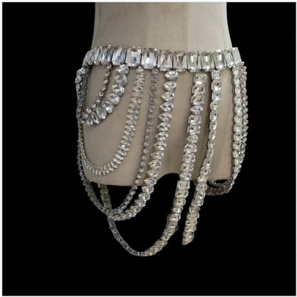 Dazzling Multilayer Crystal Chest & Waist Body Chain Set