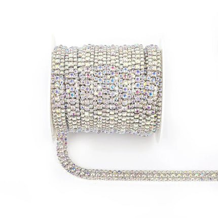 The Stardust Triple Crown – 3-Row Glass Crystal Rhinestone Cup Chain Trim