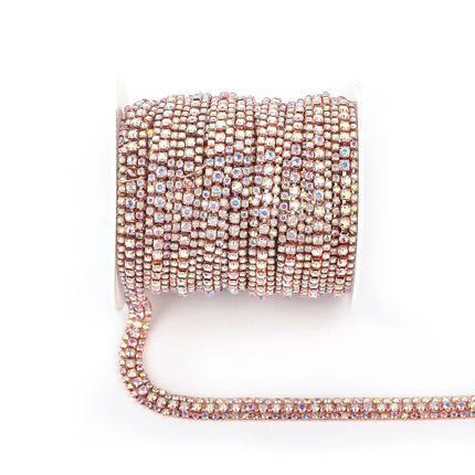 The Stardust Triple Crown – 3-Row Glass Crystal Rhinestone Cup Chain Trim
