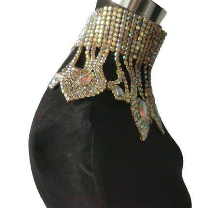 Rhinestone Glass Pendant Necklace & Earring Set