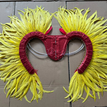 Two-Tone Feather Wing Backpiece Stage Costume Accessory