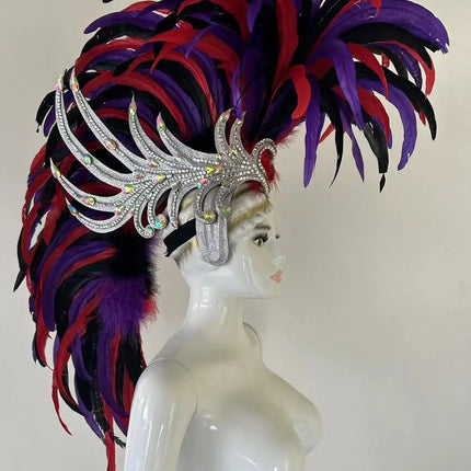 The Stardust Dynasty – Majestic Velvet & Feather Samba Masquerade Crown