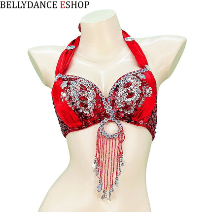 The Stardust Siren Shimmer – Sequin & Tassel Halter Belly Dance Bra Top