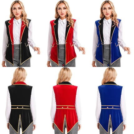 Velvet Circus Ringmaster Tailcoat Vest Marching Band Halloween Showman Outerwear
