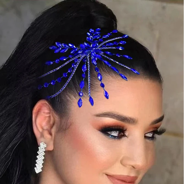 Blue Rhinestone Hair Comb
